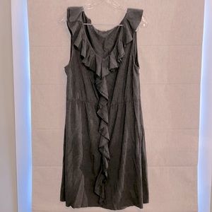 J. Crew Dark Grey Ruffle Jersey Dress